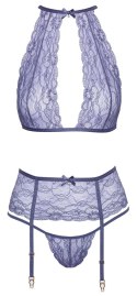 Kissable Lavender Set L/XL - Koronkowy komplet z pasem do pończoch