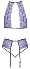 Kissable Lavender Set L/XL - Koronkowy komplet z pasem do pończoch