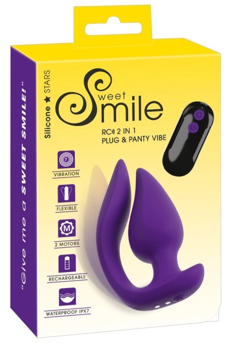 Sweet Smile RC 2w1 System Wibrujący Plug & Panty, silikonowy, fioletowy