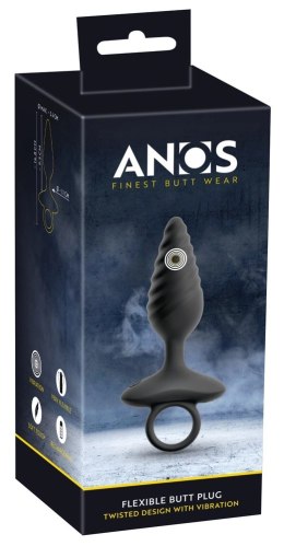 ANOS Plug Twisted Flexible silikonowy wibrujący, czarny 14,8 cm