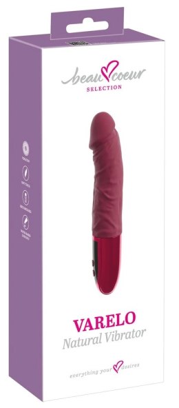 Beau coeur Varelo Natural Vibrator czerwony, 23 cm, 12 trybow