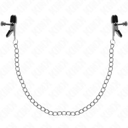 Kink Zaciski na sutki z płaskim łańcuchem srebrne 34 cm, metalowe