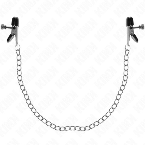 Kink Zaciski na sutki z płaskim łańcuchem srebrne 34 cm, metalowe