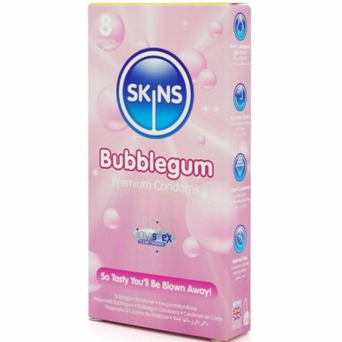 Skins Bubblegum Premium prezerwatywy smakowe 8 sztuk