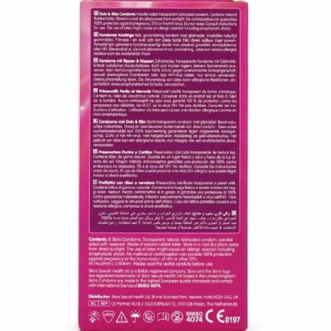 Skins Dots & Ribs Premium prezerwatywy 8 szt. teksturowane wanilia