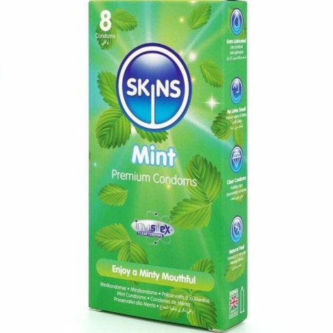 Skins Mint Premium 8 szt. - prezerwatywy miętowe, ultracienkie