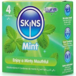 Skins Mint Premium prezerwatywy 4 szt. smak miętowy ultracienkie