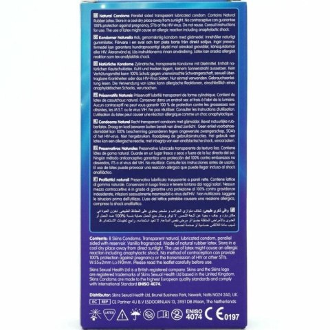 Skins Natural 8 szt. - ultracienkie prezerwatywy premium waniliowe