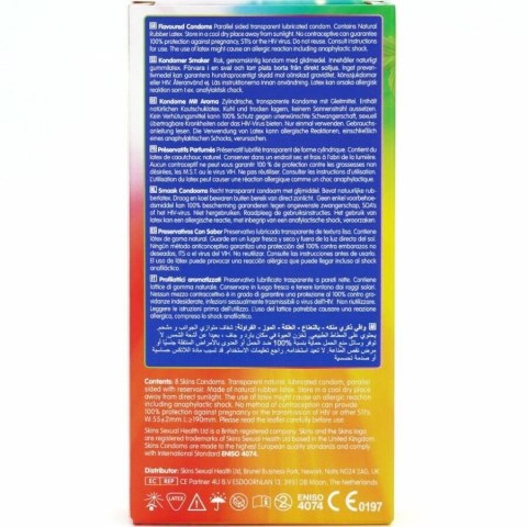 Skins Premium Mix Smakow Prezerwatywy 8 szt. banan, mięta, truskawka, guma