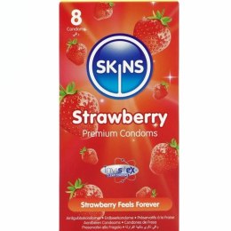 Skins Strawberry Premium 8 szt. - prezerwatywy zapachowe truskawkowe