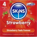 Skins Strawberry Premium - prezerwatywy truskawkowe 4 szt. ultracienkie
