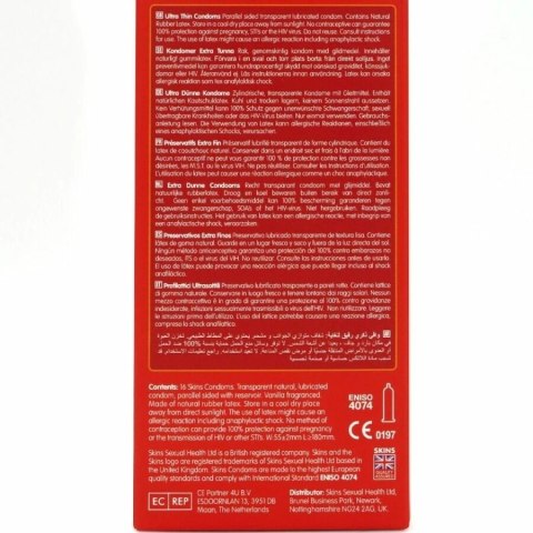 Skins Ultra Thin Prezerwatywy Premium 16 szt. ultracienkie, waniliowe