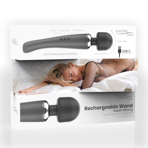 Naomi Wand Super Strong Massager antracytowy, 20 trybow, USB