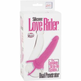 CalExotics Double Penetrator Pink - Model silikonowy z uprzężą, 14 cm