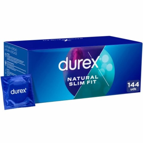 Durex Natural Slim Fit Basic 144 szt. - prezerwatywy lateksowe, rozmiar 52 mm