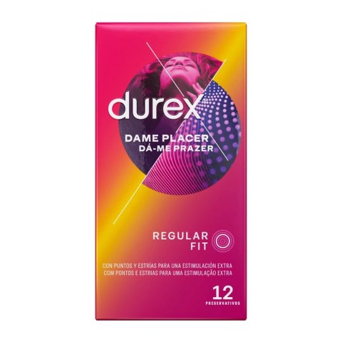 Durex Dame Placer 12 szt. prezerwatywy z wypustkami i prążkami 56mm