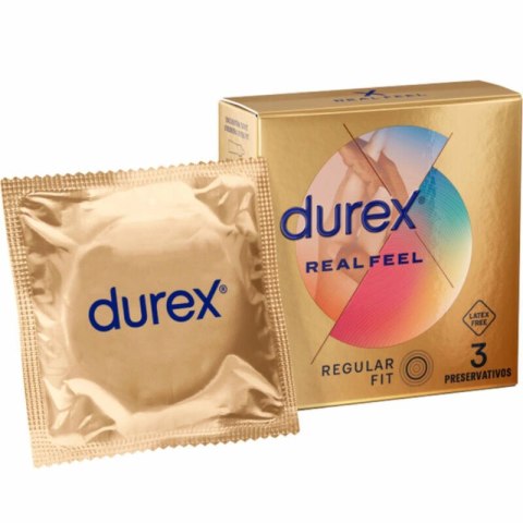 Durex RealFeel prezerwatywy bez lateksu 3 sztuki szerokość 56 mm