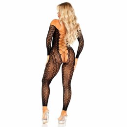 Leg Avenue Bodystocking Koronkowy Czarny Wzor Węża Bez Krocza