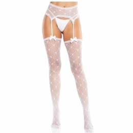Leg Avenue Heart Garter białe pończochy z detalem serca i podwiązkami