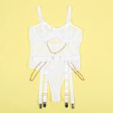 Subblime 954284 Body z łańcuszkami i pasem do pończoch białe S/M