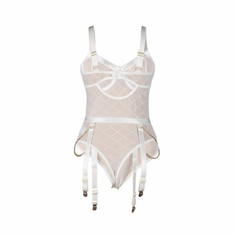 Subblime Body z Łańcuszkami i Pasem do Pończoch Białe L/XL