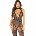 Leg Avenue Bodystocking siateczkowy bez szwu czarny One Size