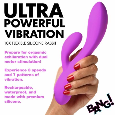 BANG! Flexible Rabbit Vibrator Dual System Fioletowy 19,5cm