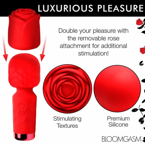 Bloomgasm Pleasure Rose Mini Wand - czerwony masażer relaksacyjny USB