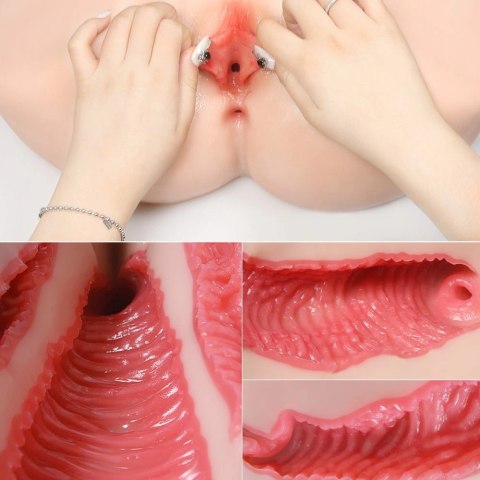 Kokos 004 Vanilla Onahole - model dwuwarstwowy, jasny beż, system podwojnej tekstury