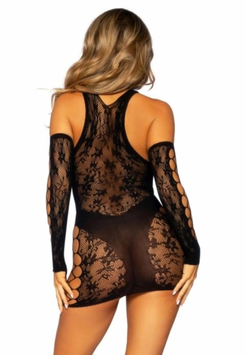 Leg Avenue Mini Dress z Dopasowanymi Rękawiczkami Czarny S/M