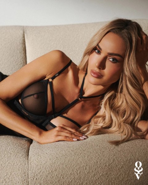 Obsessive Arrowel Black Chemise koronkowa z ozdobnymi paskami M/L