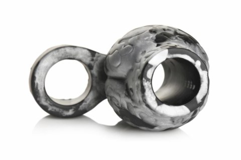 XR Brands Night Prowler silikonowy pierścień z podwojną kulą szary