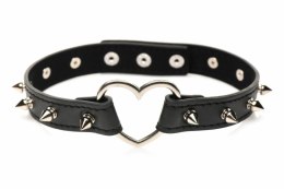 XR Brands Spiked Heart Choker Black - Pasek z Ćwiekami Vegan 42 cm