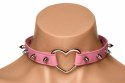 XR Brands Spiked Heart Choker Pink - Pasek ozdobny z kolcami, vegan leather