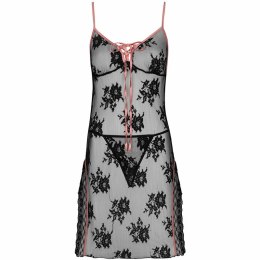 Livco Corsetti Karonin LC 90628 czarna koszula nocna z koronką i majtkami