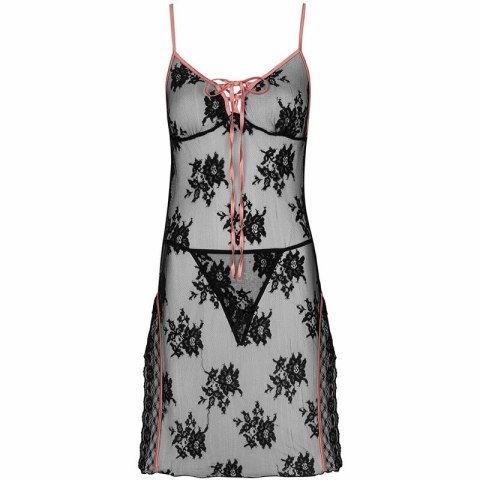 Livco Corsetti Karonin LC 90628 czarna koszula nocna z koronką i majtkami