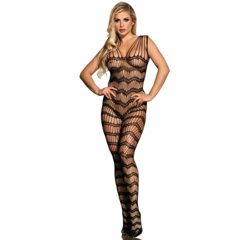 Subblime 951696 Bodystocking z siateczki, ramiączka, czarny, uniwersalny