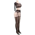 Queen Lingerie Top Bodystocking z długim rękawem S/L siateczka