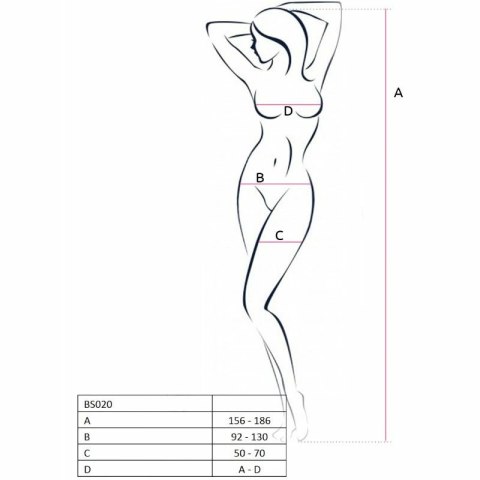 Passion BS020 Siatkowe Body z Haftem Czarny Jeden Rozmiar