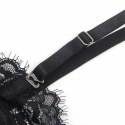 SUBBLIME 955502 koronkowe body z kokardkami i podwiązkami czarne L/XL