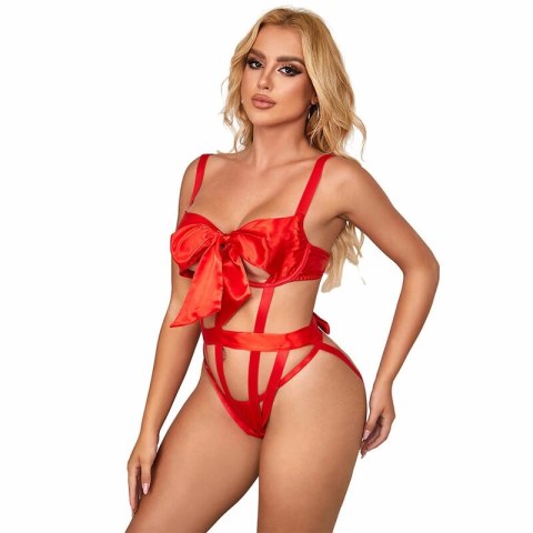 Subblime Body 954475 Czerwone Ażurowe L/XL z Dekoracyjną Kokardką