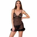 Livco Corsetti Zerunam czarny komplet babydoll z koronką i stringami