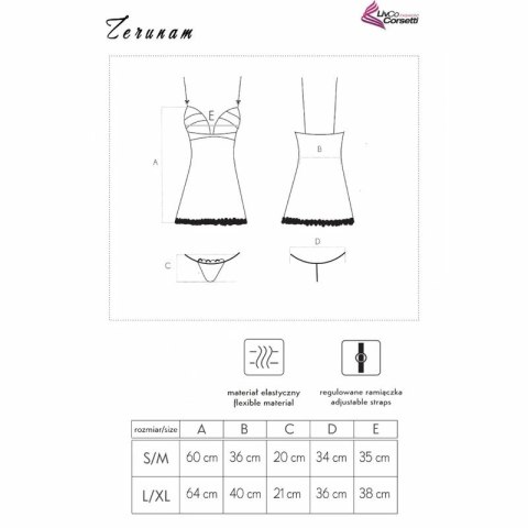 Livco Corsetti Zerunam czarny komplet babydoll z koronką i stringami