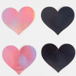 Secret Play WOW Heart Osłony na biust holograficzne czarne i rożowe