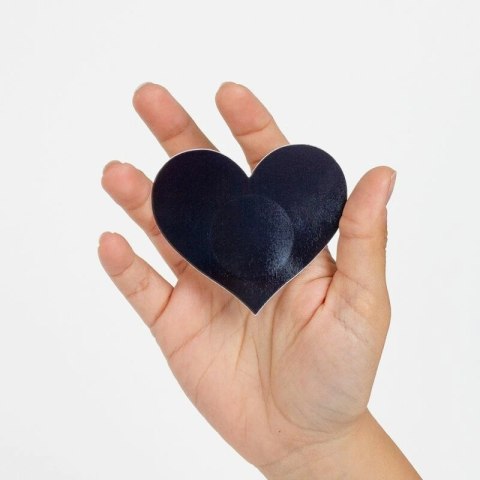 Secret Play WOW Heart Osłony na biust holograficzne czarne i rożowe