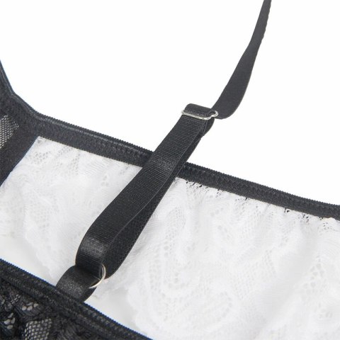 Subblime Kostium Pokojowki L/XL czarno-biały z koronką i podwiązką