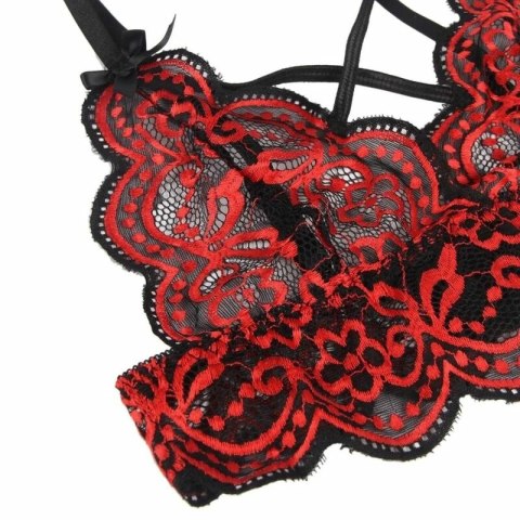 Subblime Lingerie Set L/XL - Koronkowy Top i Majtki, Czerń & Czerwień