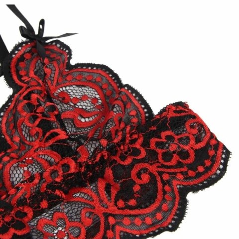 Subblime Lingerie Set L/XL - Koronkowy Top i Majtki, Czerń & Czerwień