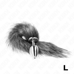 KINK Korek anatomiczny L z szarym syntetycznym ogonem 40 cm, silikon