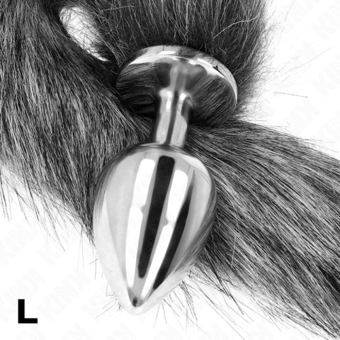 KINK Korek anatomiczny L z szarym syntetycznym ogonem 40 cm, silikon